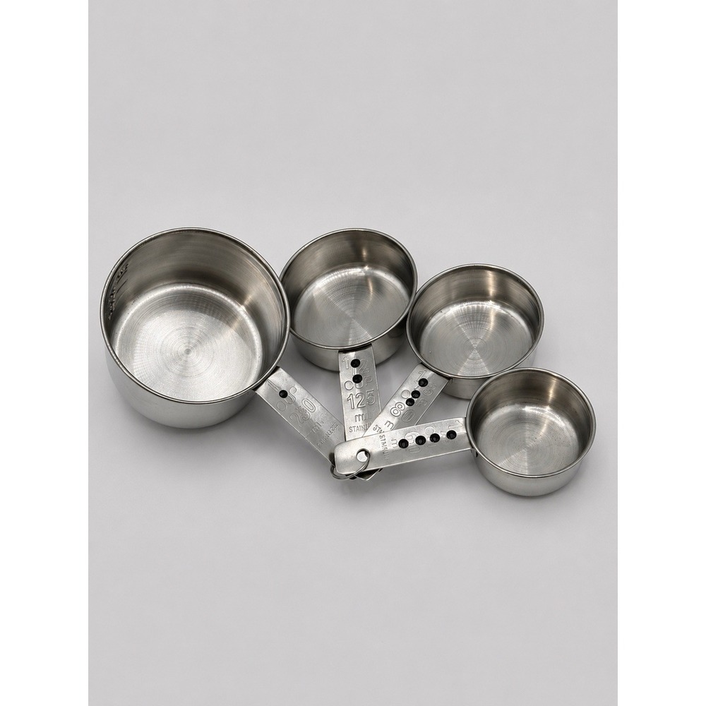 Stainless Steel Measuring Cups Set Of 4 Nested 1 Cup 1/2 1/3 1/4 Cup Ring